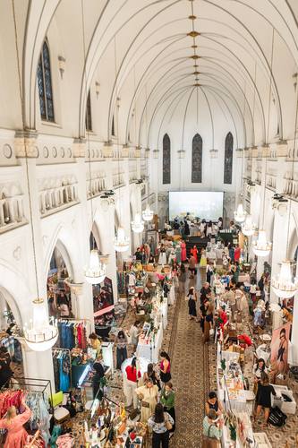 Aerial view of the market filling CHIJMES Hall